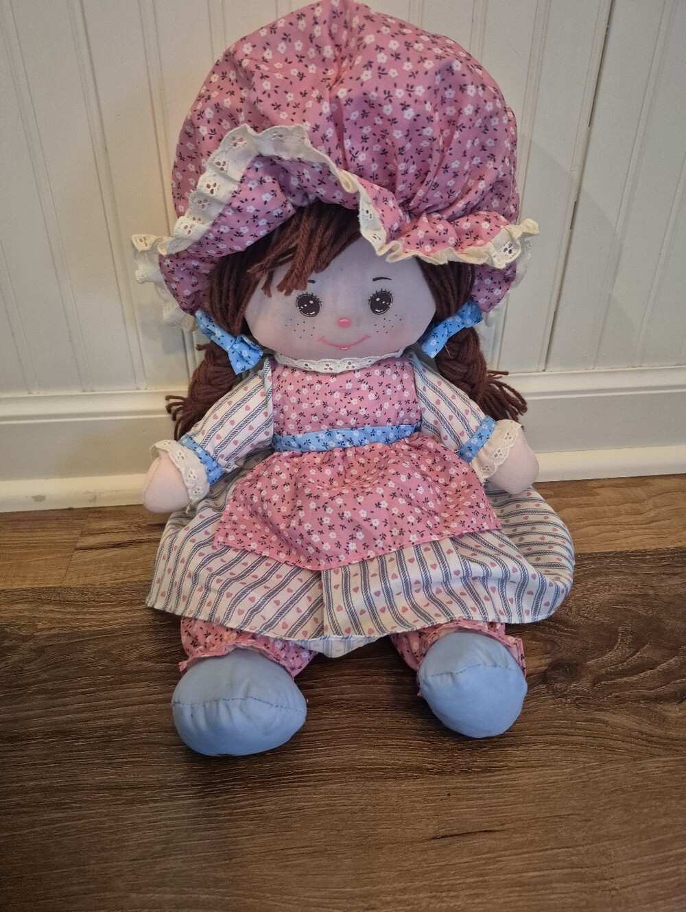 Vintage 1980's Dolly Mine Floral Rag Doll Plush Toy for Kids - Soft Play Doll
